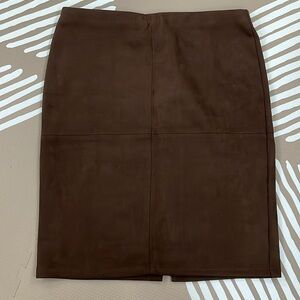Brown Suede Style Pull On Skirt